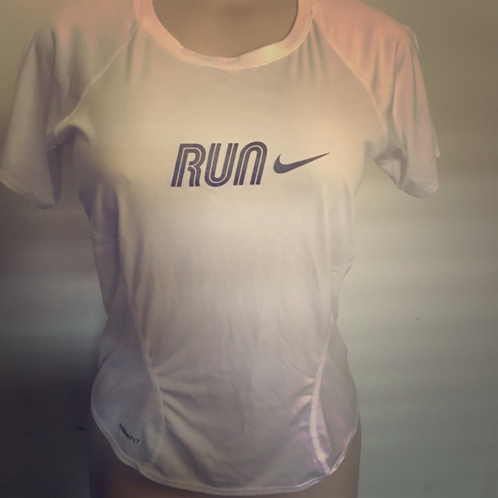 Nike Fit Run White Dryfit Shirt Small